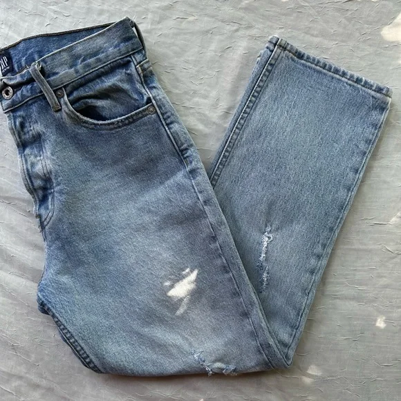 ~Sold~Gap Women's Size 27 High Rise Straight Crop Jeans Medium Indigo - Picture 3 of 7